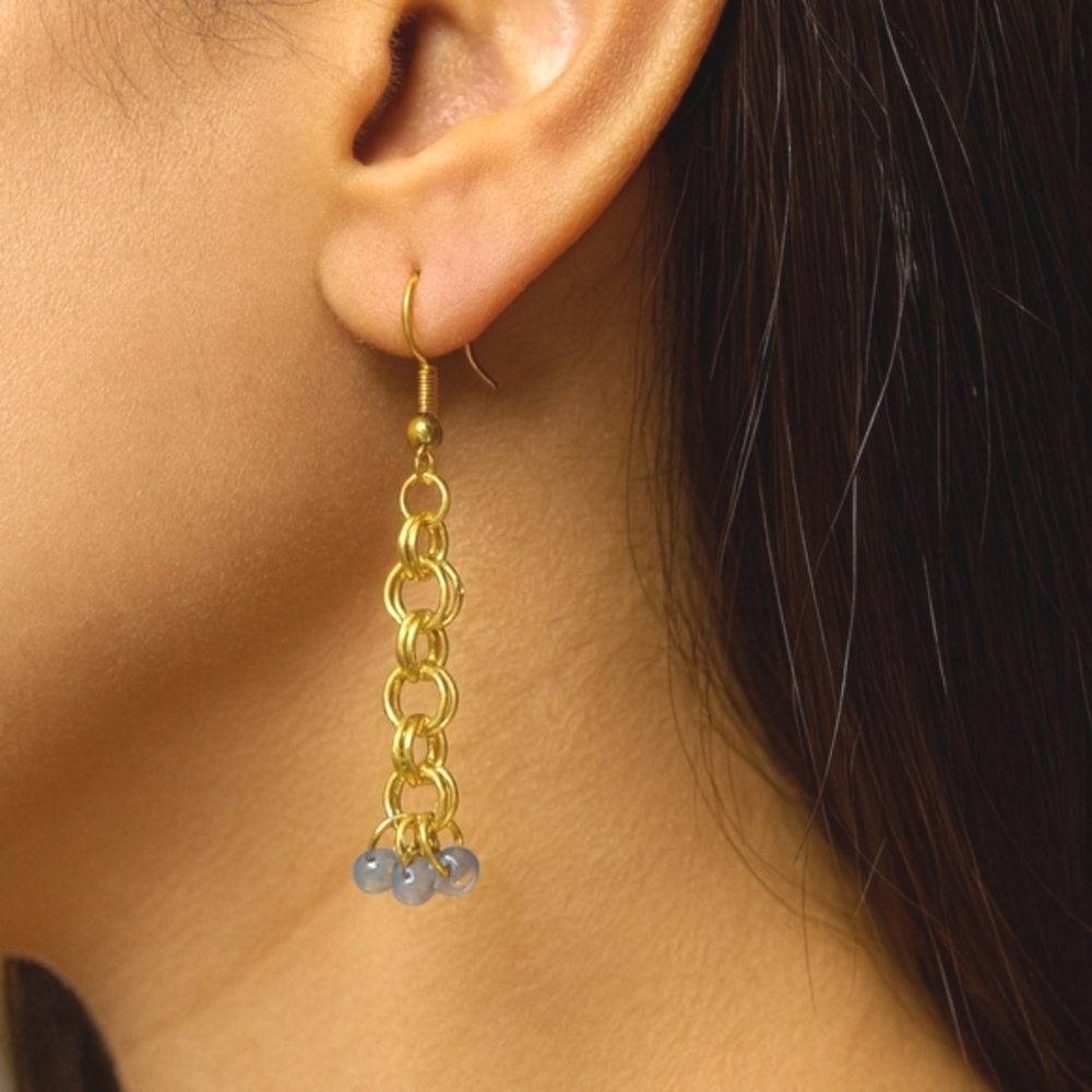 Handcrafted Chainmaille Glass Bead Earrings